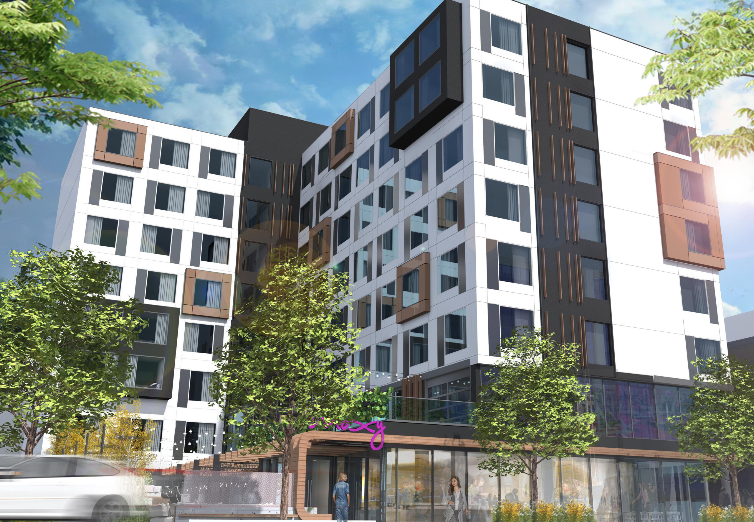 An artist's rendering of the Marriott Moxy Hotel in Cherry Creek, a project by BMC Investments.