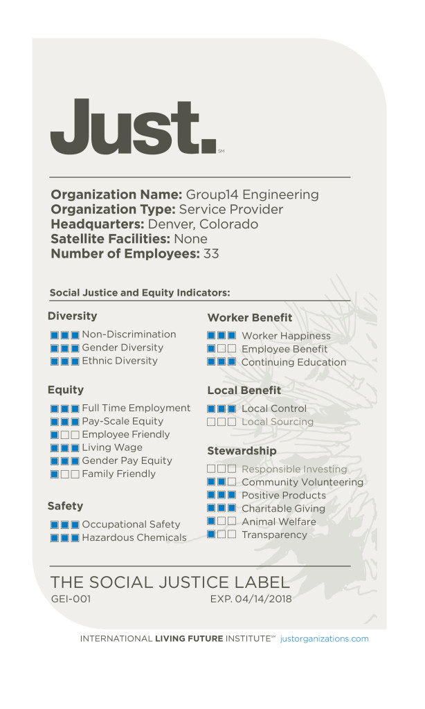 Just Certification_Group14 Engineering_Denver CO